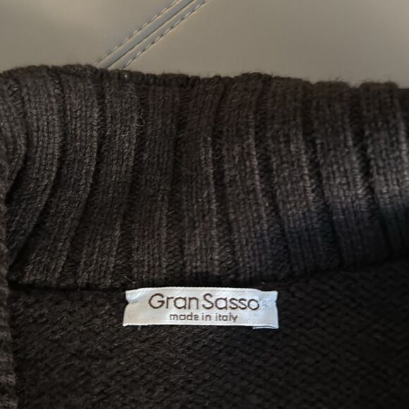 Gran Sasso Mens Wool Knit Jacket Sweater Trimmed in Genuine Leather. Size 54 IT. - Picture 7 of 9